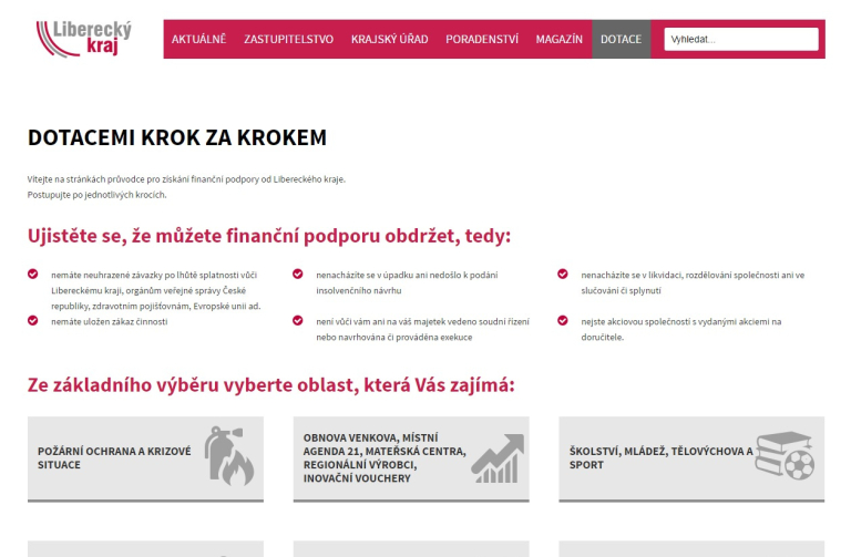 Nový portál pomůže žadatelům snadno projít dotacemi Libereckého kraje